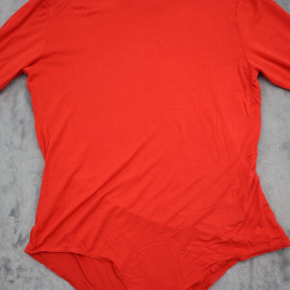 Best Cody Shirt Womens M Red Long Sleeve Turtleneck Knit Stretch Bodysuit - Picture 12 of 16